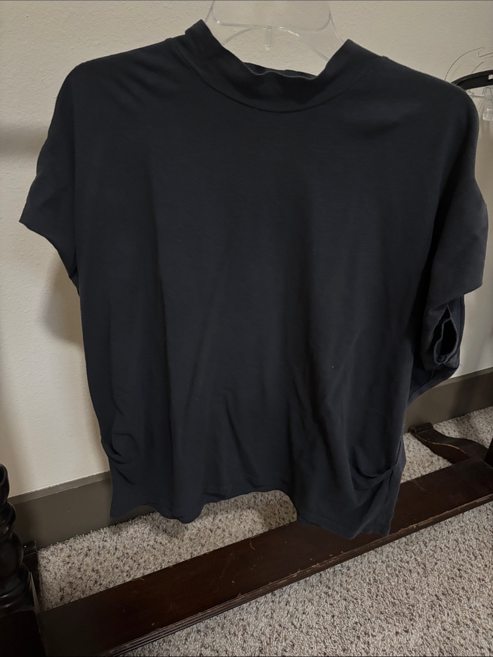 Zara dark gray Short Sleeve Mock Neck Top